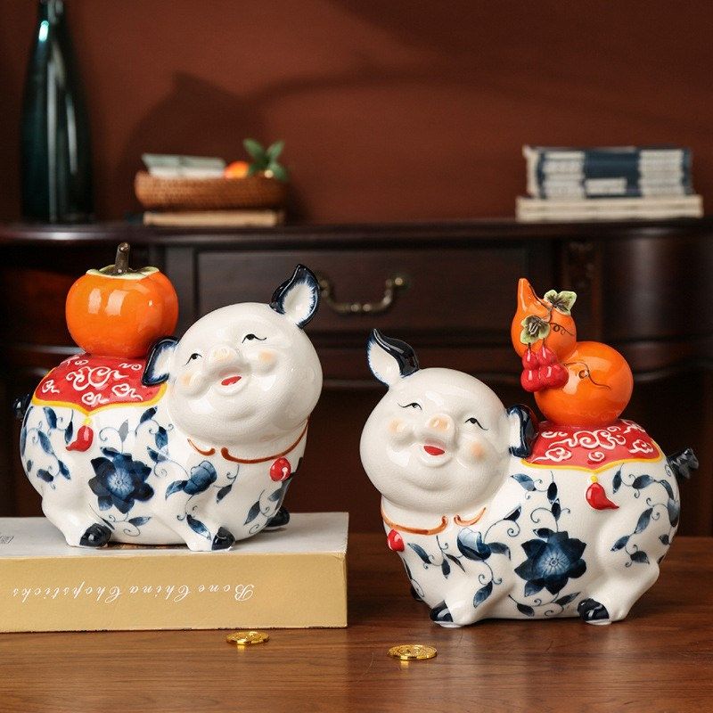 事事如意陶瓷招财生肖猪摆件家居客厅酒柜玄关装饰品乔迁新居礼品,家居饰品,装饰摆件,淘宝优惠券,粉丝福利购,淘宝优惠卷