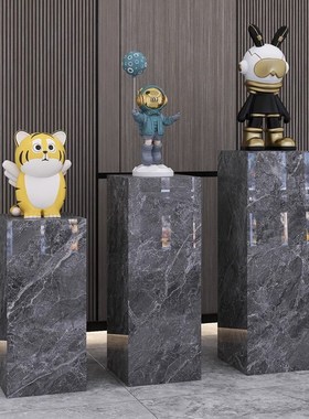 工艺品摆件台花架客展厅玄关酒店会所岩板装饰立柱大理石雕塑底座