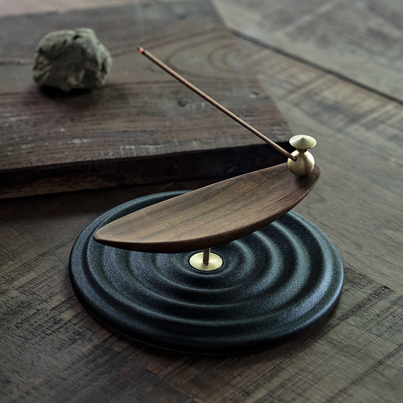 涟漪轻舟香插创意黑胡桃扩香木线香炉国风禅意卧香炉沉香香熏香器,家居饰品,香托/香盘/香座/香插,淘宝优惠券,粉丝福利购,淘宝优惠卷