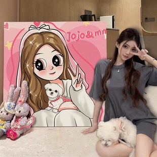 星蝶公主画像定制真人照片手绘卡通头像画生日礼物装饰画情侣闺蜜