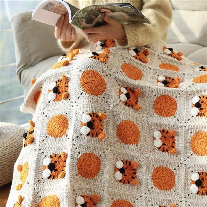 孕期奶泡机时间手工diy毛线编织手作自制沙发毯四季盖毯材料包钩