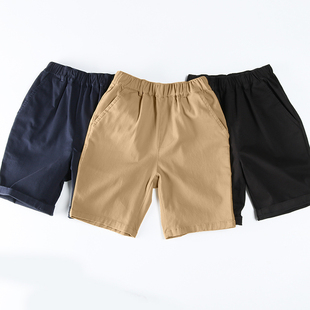 儿童短裤男童卡其色五分裤夏季薄款女童米色中裤黑色学生校服西裤