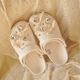 芭蕾风丝带洞洞鞋配饰鞋带鞋扣卡扣拖鞋装饰水钻高级配件鞋花