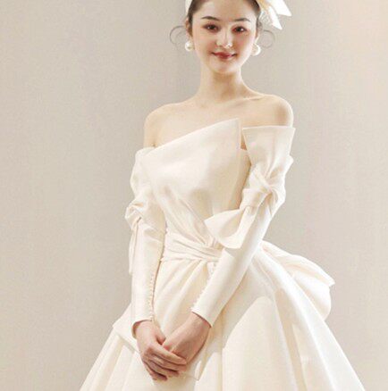 新款婚纱袖子 长款造型缎面袖子 抹胸婚纱装饰配件遮肉免缝袖子