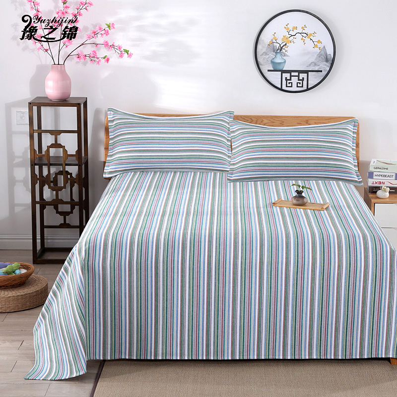 纯棉老粗布凉席三件套夏季加厚加密床单单件双人1.8m折叠空调席子