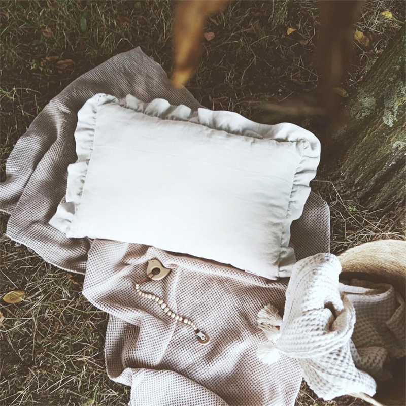 夏季亚麻儿童枕套30X50CM亲肤透气成人花边枕头套48X74单支不含芯