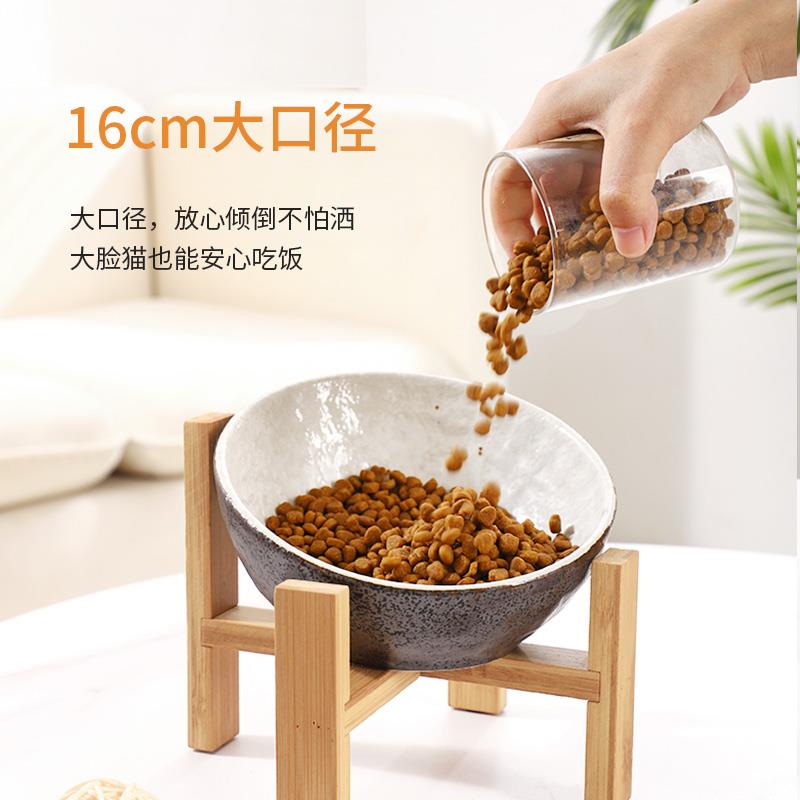 宠物猫碗碗猫盆盆陶瓷猫咪护颈碗架子食盆水碗斜口碗套装