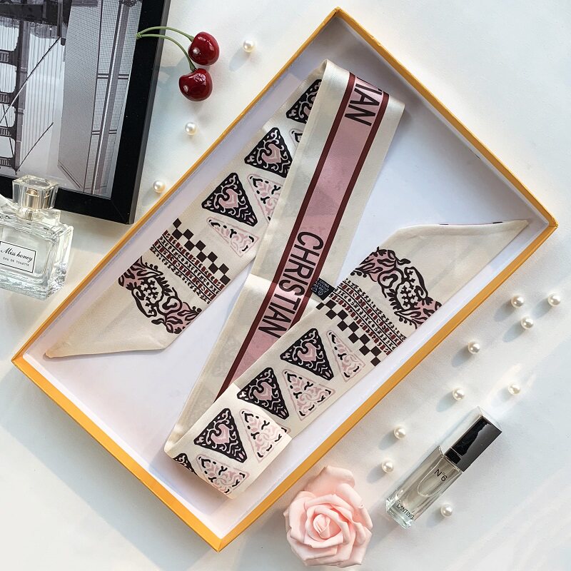 老花缠包包带丝巾女百搭春秋小长条包包提手丝带手柄绑带装饰领巾