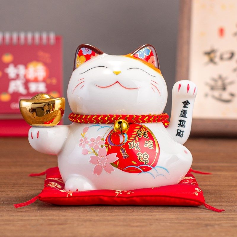 招财猫小摆件摇手办公桌自动招手迷你发财猫开业礼物前台入户装饰