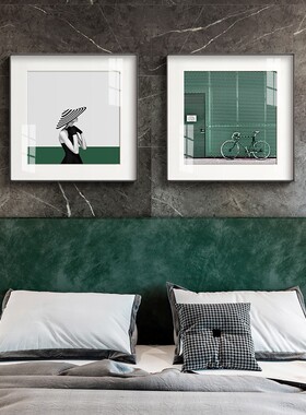 建筑的告白现代简约卧室床头装饰画几何人物挂画高档铝合金画绿色
