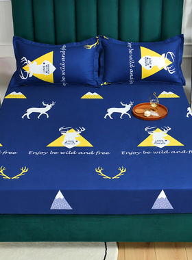 床笠单件全棉纯棉蓝色90米儿童防滑床罩床套防尘套全包床单三件套