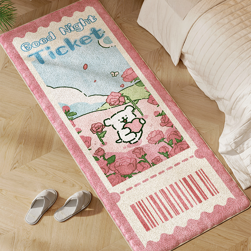 多巴胺卧室床边地毯房间柔软仿羊绒地垫客厅阅读区儿童玩耍爬行垫