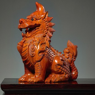 梨木雕瑞兽獬豸律师法务法官办公室装饰品红木业乔迁礼品