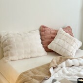 沙发抱枕正方形四季 泽兮家居 柔软长毛绒抱枕 通用靠枕床背靠垫