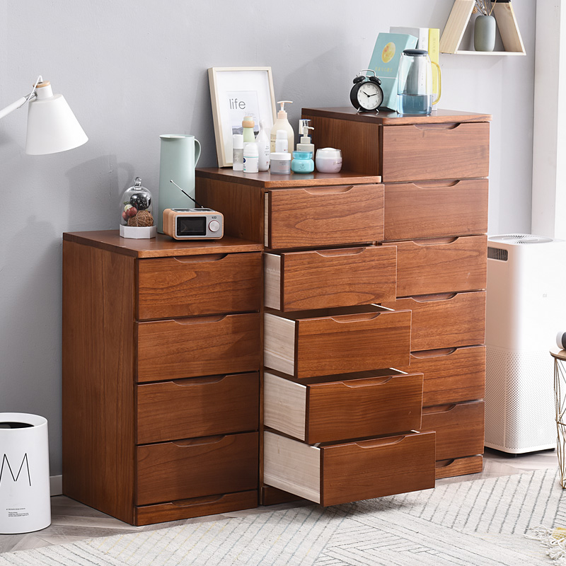 实木抽屉式收纳柜20-0空间夹角缝隙柜卧室大容量衣物储物柜多层