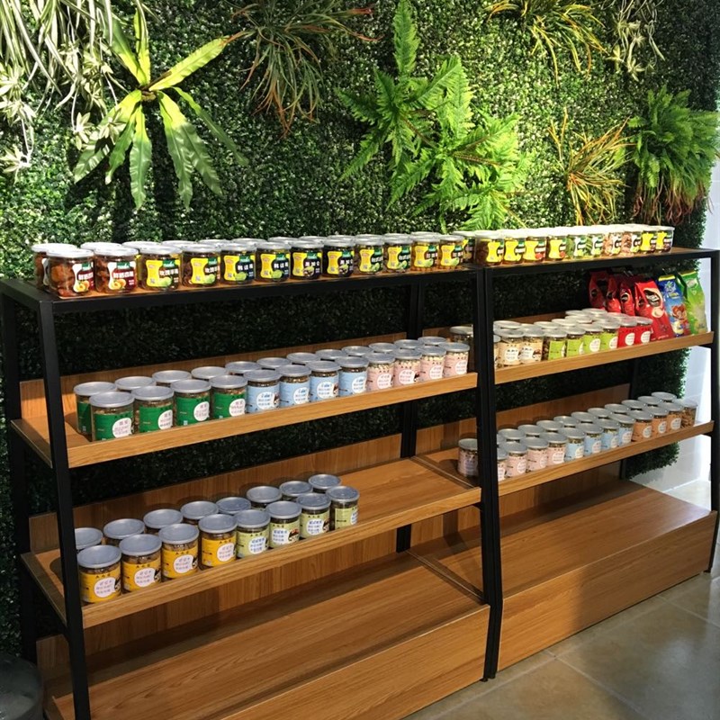 面包甜品带灯食品休闲零食实木展示货架柜糕点烘培蛋糕母婴中岛柜