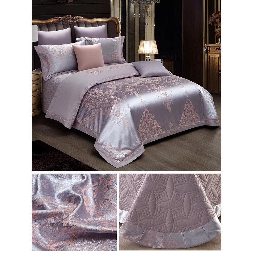 欧式奢华贡缎提花四件套结婚庆床上用品纯棉加厚床单绗缝夹棉床盖