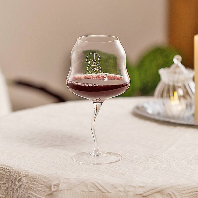 韩式小狗倒酒高脚杯家用创意个性红酒杯子家居装饰摆件喝酒酒杯