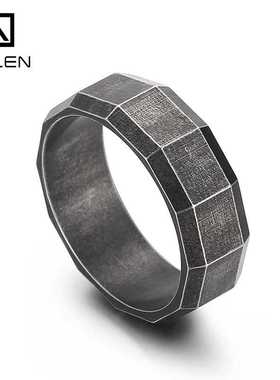 暗黑个性圆边指环 欧美复古时尚切割方形钛钢戒指男士手饰戒指