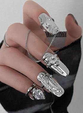 四件套组合仙酷穿戴指甲戒指护甲神器护指套小众个性美甲开口戒潮