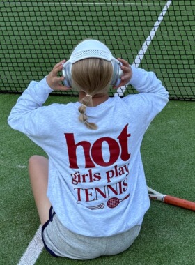 「网球辣妹」HOT GIRLS PLAY TENNIS 美式运动休闲卫衣 原创印花