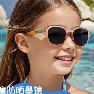儿童时尚墨镜太阳镜户外男女遮阳偏光TR90新款拼接彩色宝宝KB9696