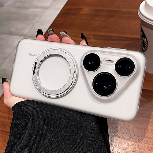 适用华为pura80ultra手机壳新款360磁吸支架pura70pro保护套p80自带镜头膜全包p70超薄por防摔透明磨砂硬壳男