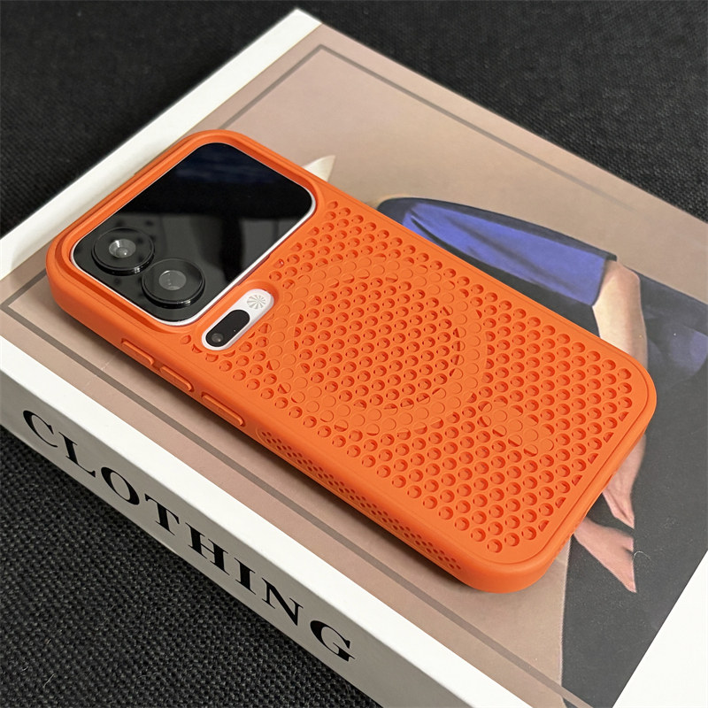 【镂空散热网孔】适用小米17ProMax手机壳新款橙色K80磨砂磁吸15pro防摔13保护套14红米K70肤感K60ultra男女