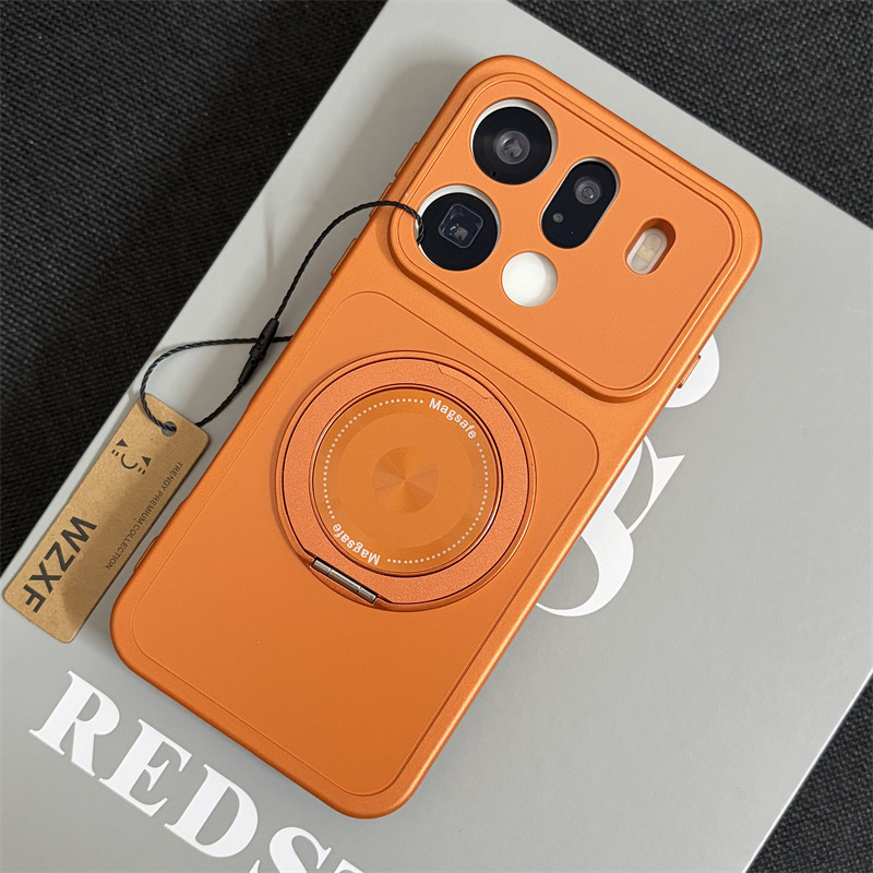 wzxf旋转磁吸支架适用oppoFindx9pro手机壳新款橙色创意findx9防摔软边硬壳oppo高级感fx9奢华保护套男女全包