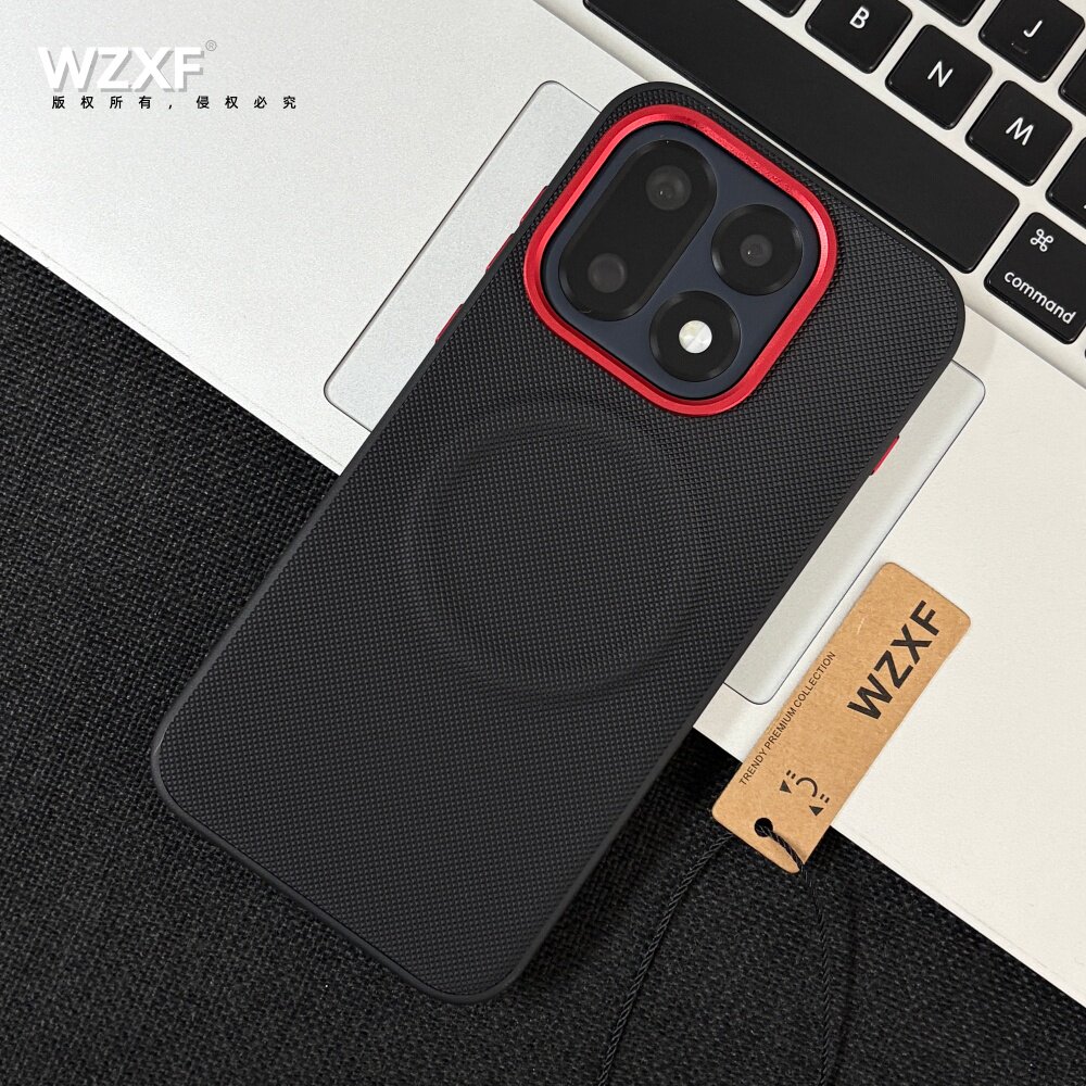wzxf轻奢高级感钻石纹皮质磁吸手机壳黑色适用一加16/1+15/15T新款防摔大孔商务时尚简约小众保护套外壳女男