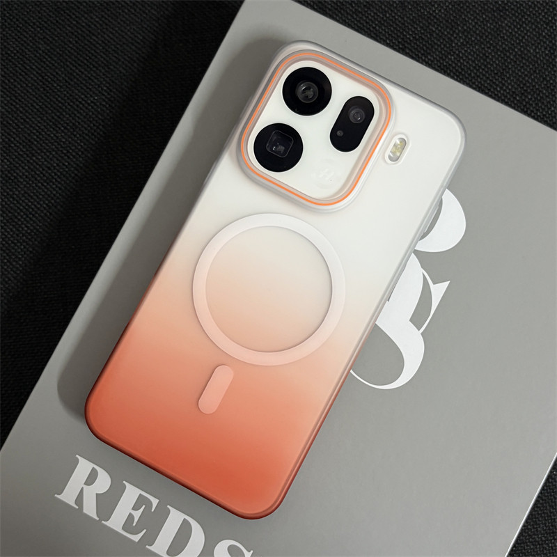 wzxf柔彩渐变橙色适用oppoFindx9pro手机壳新款带磁吸findx8s+透明磨砂oppo硬壳ultra保护套x9全包find防摔男