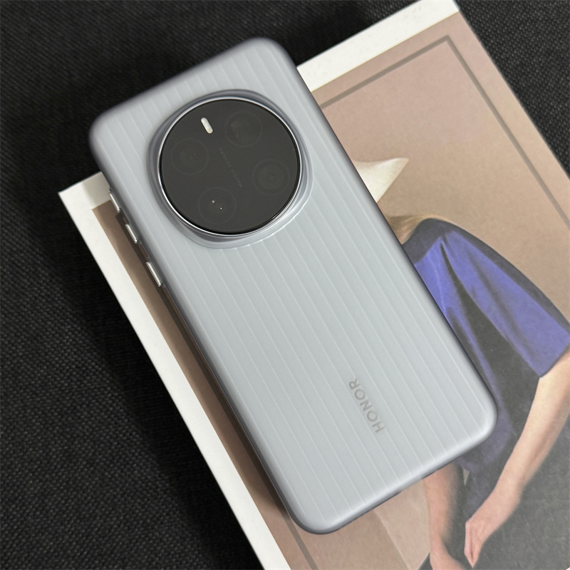 适用荣耀magic7pro手机壳夏季新品magic6磨砂硬壳por魔术7镜头大孔简约高级感防指纹全包瓦楞保护套透明灰色