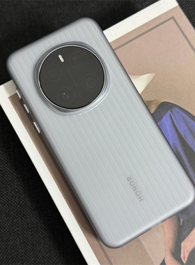 适用荣耀magic7pro手机壳夏季新品magic8磨砂硬壳por魔术7镜头大孔6简约高级感防指纹全包瓦楞保护套透明灰色