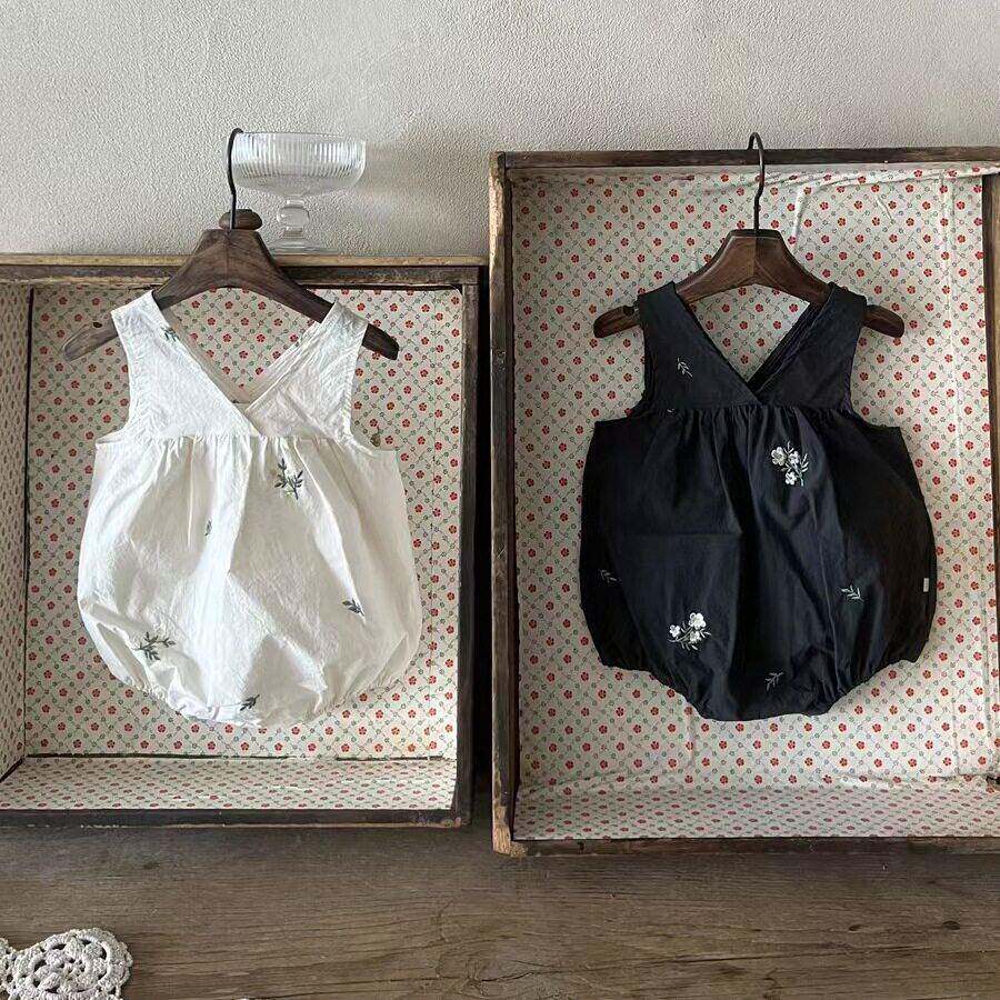 夏女婴童可爱花朵背心包屁连身衣爬服儿童夏款薄款