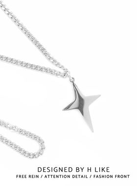 星星暗黑潮酷网红项链吊坠钛钢不掉色毛衣链情侣短款嘻哈简约男女