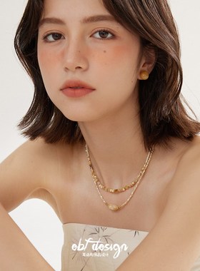 耳边风 沙海部落 新中式天然石高级复古小众设计感串珠可叠带项链