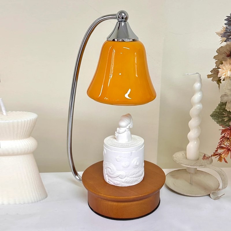 中古风实木融蜡灯香薰灯可调光氛围灯卧室床头台灯闺蜜生日礼物