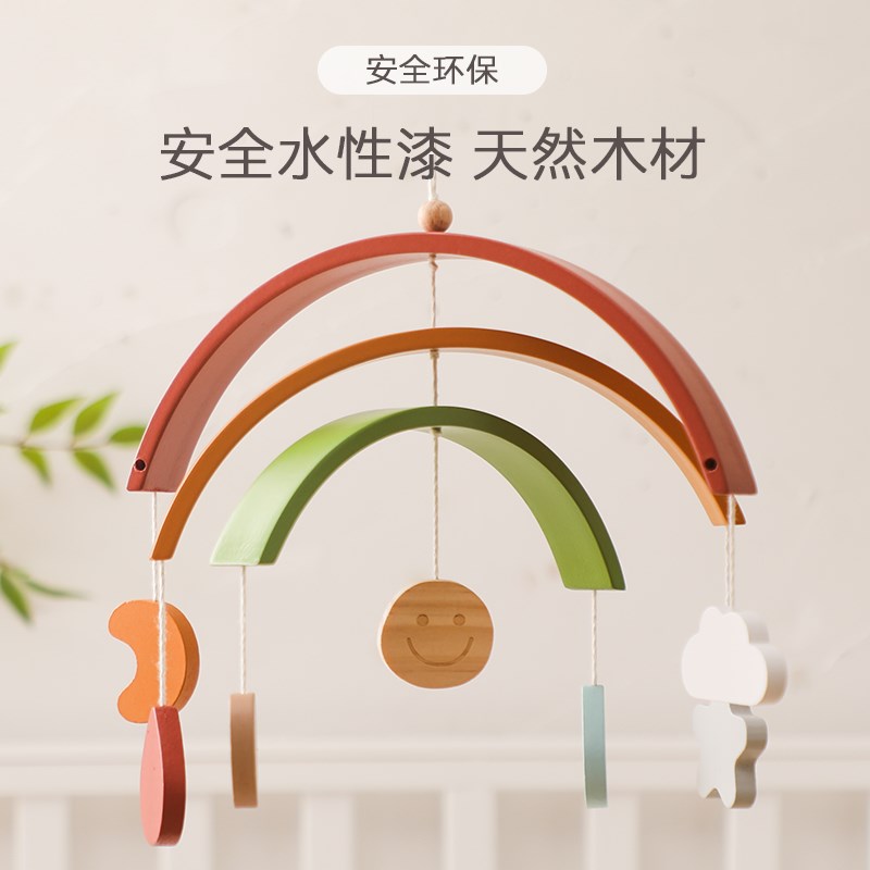 新生婴儿床铃宝宝玩具可旋转蒙氏床头摇铃车挂件支架0-1岁3-6个月
