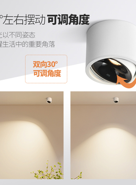 超薄筒灯明装 家用客厅无主灯LED吸顶灯小射灯防眩过道灯可调角度
