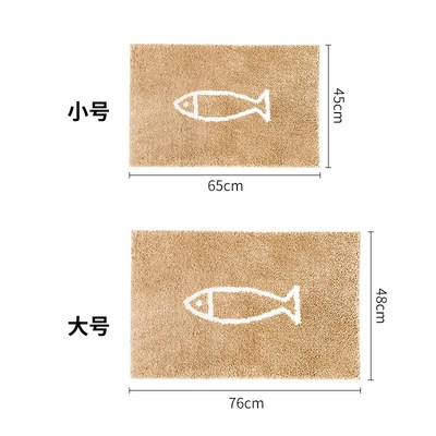 霜山卫生间地垫棕色小鱼吸湿快干防滑脚垫卧室厕所脚垫洗手间地毯
