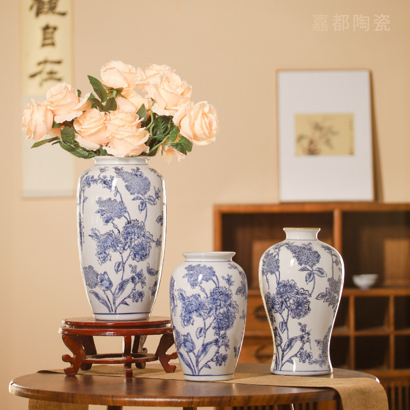 新中式青花瓷花瓶陶瓷摆件图片