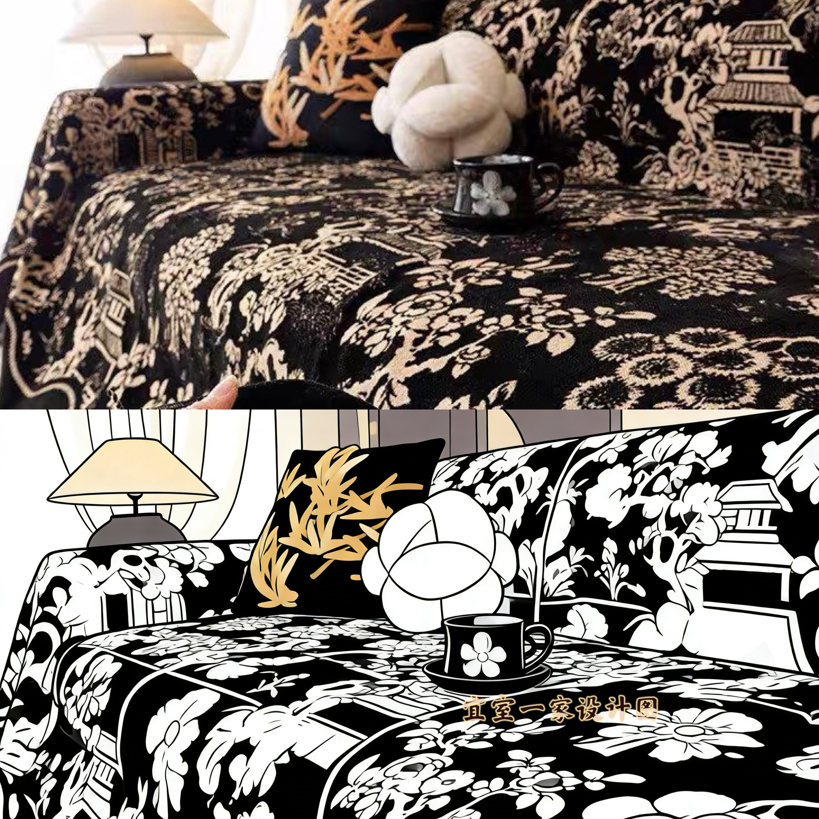 中简约古风2025新款老式通用一片式沙发垫套罩四季雪尼尔布防布艺,居家布艺,沙发套,淘宝优惠券,粉丝福利购,淘宝优惠卷