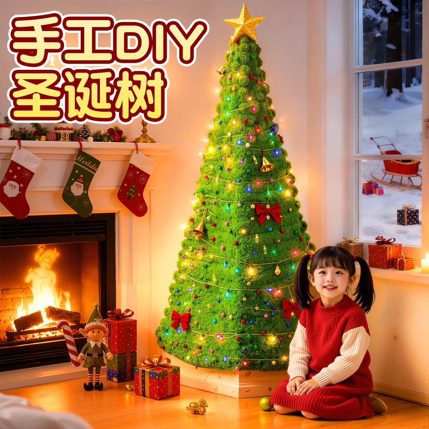 圣诞树diy材料包墙角圣诞树