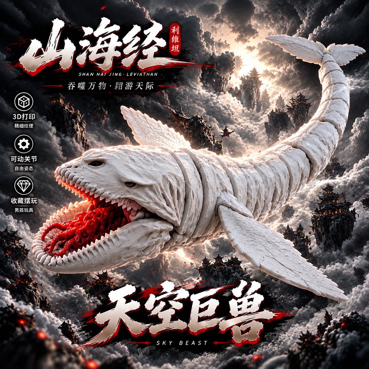 山海经深海迷航巨兽海怪食海者玛雅关节可动模型3d打印男儿童玩具