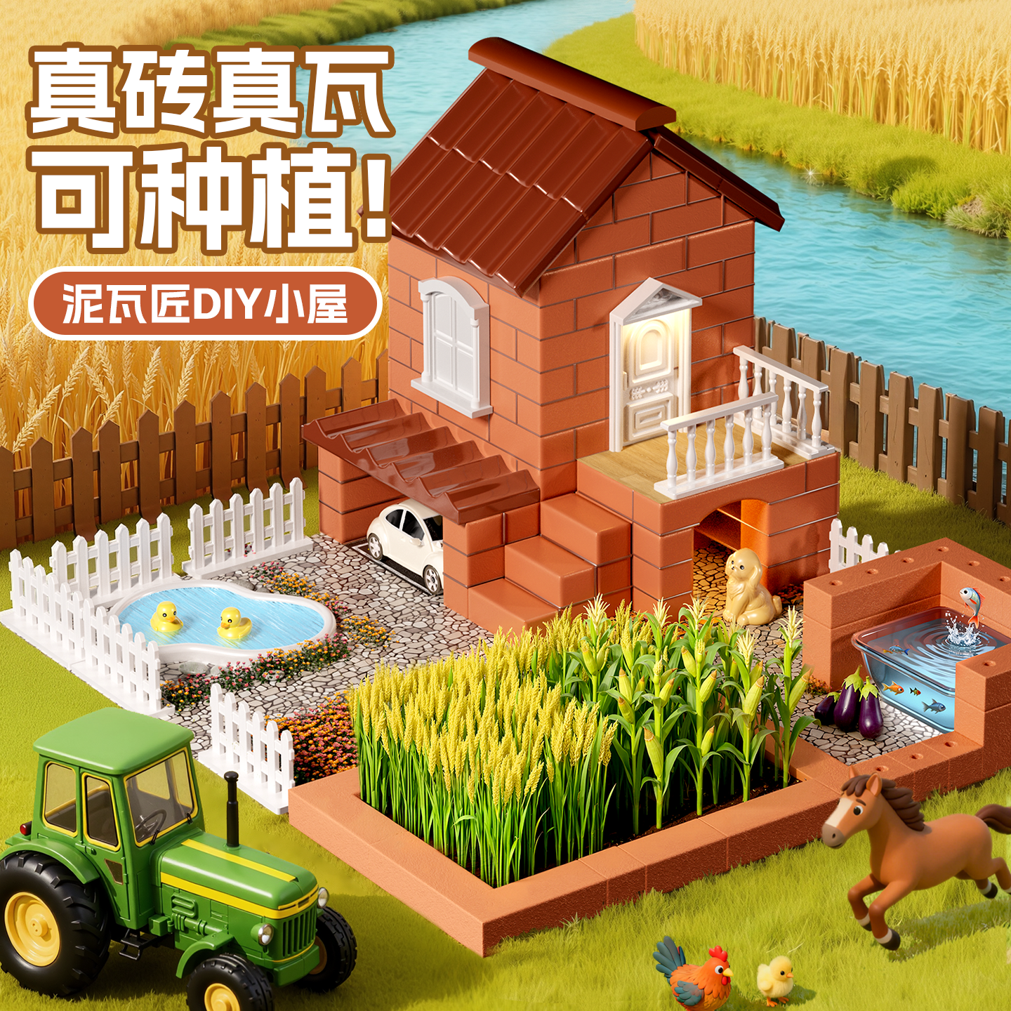 泥瓦匠盖房子儿童益智玩具砌墙