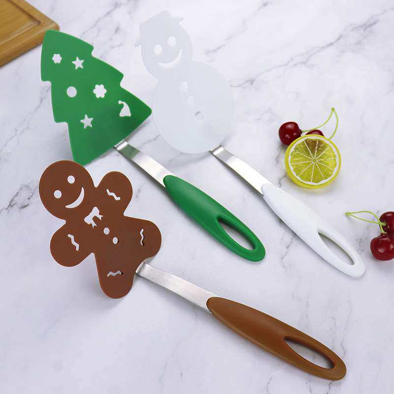 尼龙厨具套装 圣诞烹饪厨具煎蛋铲三件套雪人姜饼人圣诞树尼龙铲