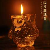 田园家居装 水培花器 饰工艺品 创意猫头鹰水晶玻璃花瓶 欧式
