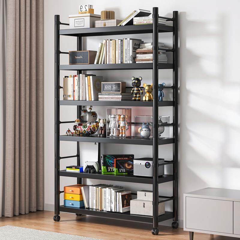 书架置物架落地简易铁艺可移动零食收纳架客厅学生展示架靠墙书柜
