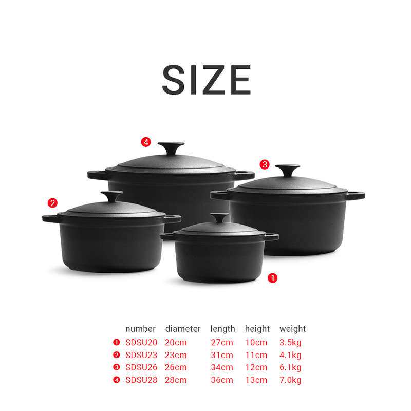 铸铁锅 无涂层炖锅 小泼油锅 木柄牛排元宝锅 加厚锅具套装圆压板