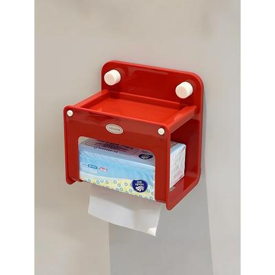 纸巾盒壁挂式浴室厕纸盒放置盒免打孔储物架高端家用吸盘倒置